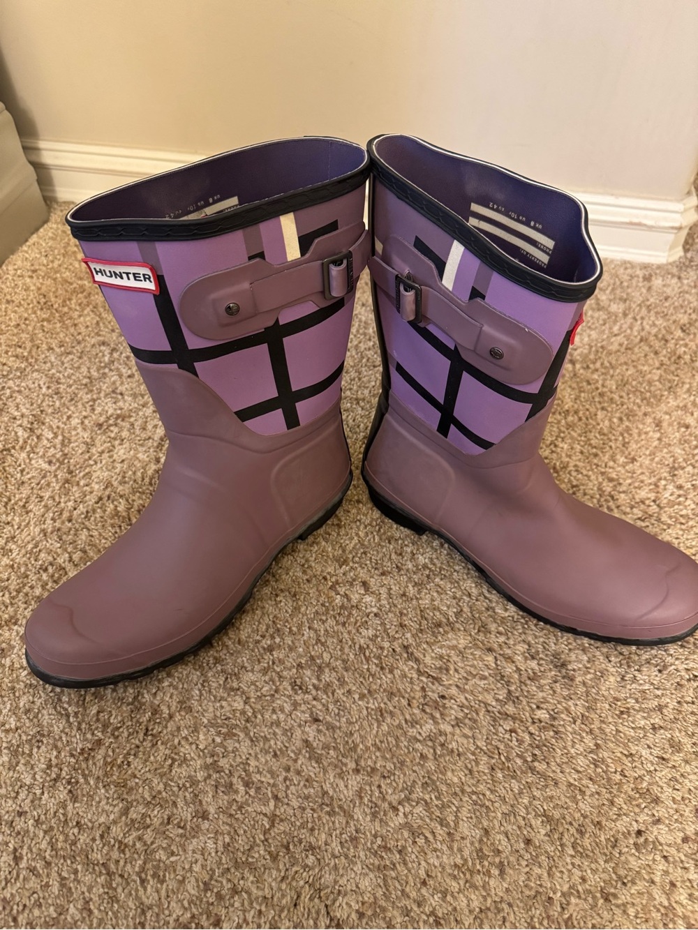 Hunter Women's Purple Plaid Short Rain Boots - Picture 3 of 5